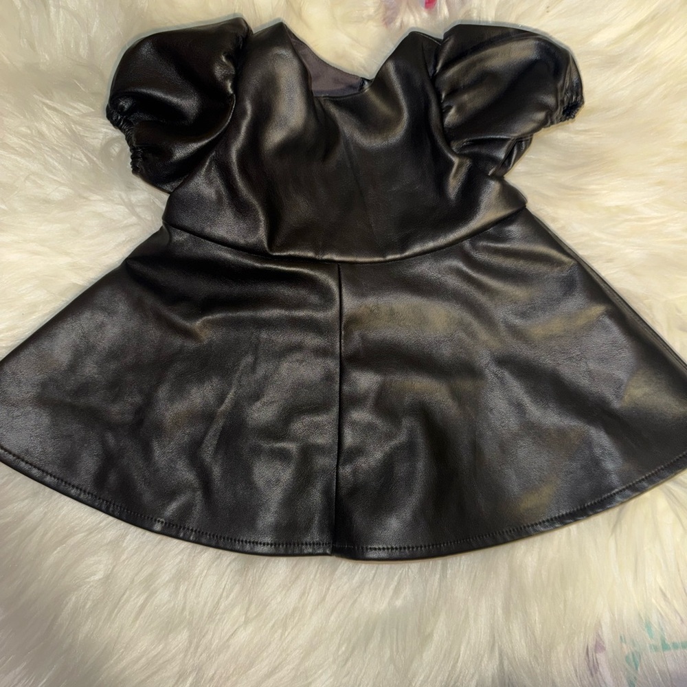 Stylish Black Faux Leather Dress